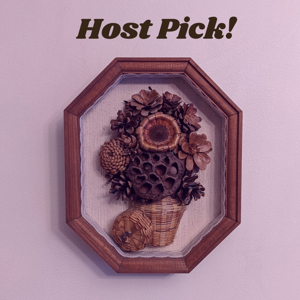 🍁Fall HP!🍁 Vintage MCM Dried Floral Bouquet Wall Hanging